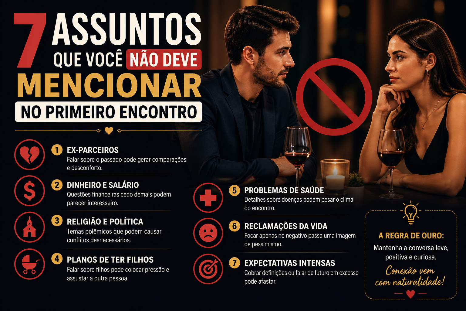 7 Assuntos que Você Não Deve Mencionar no Primeiro Encontro
